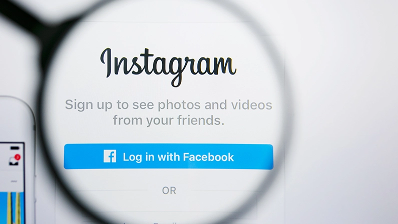 Illustrative Editorial of Instagram website homepage. Instagram logo visible on display screen.